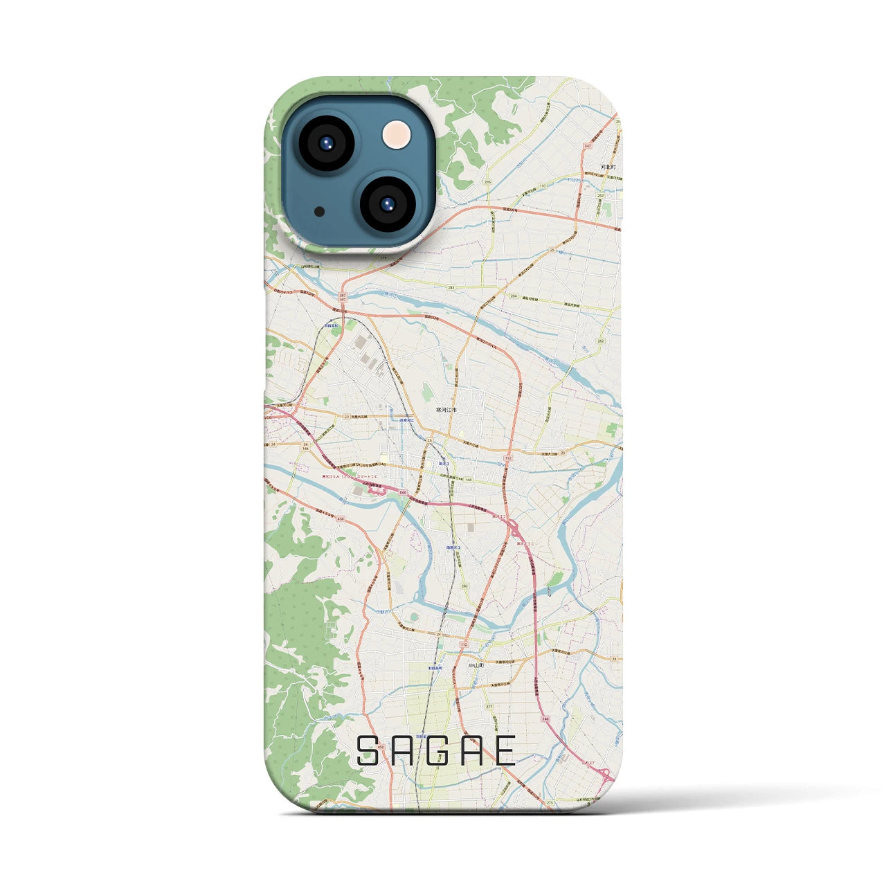 【寒河江(山形県)】地図柄iPhoneケース(バックカバータイプ)