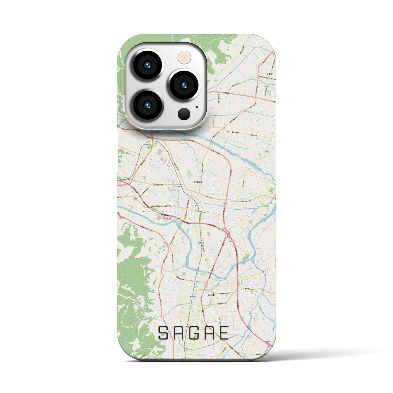 【寒河江(山形県)】地図柄iPhoneケース(バックカバータイプ)
