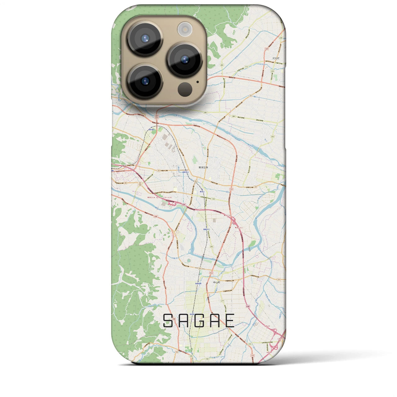 【寒河江(山形県)】地図柄iPhoneケース(バックカバータイプ)