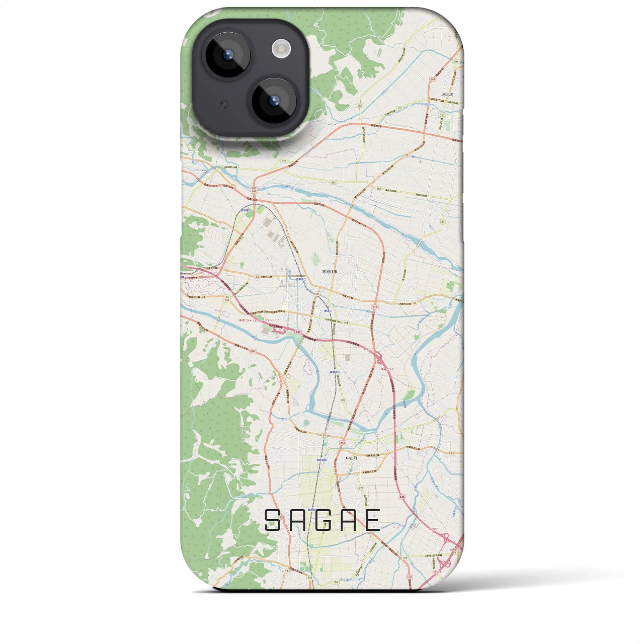 【寒河江(山形県)】地図柄iPhoneケース(バックカバータイプ)