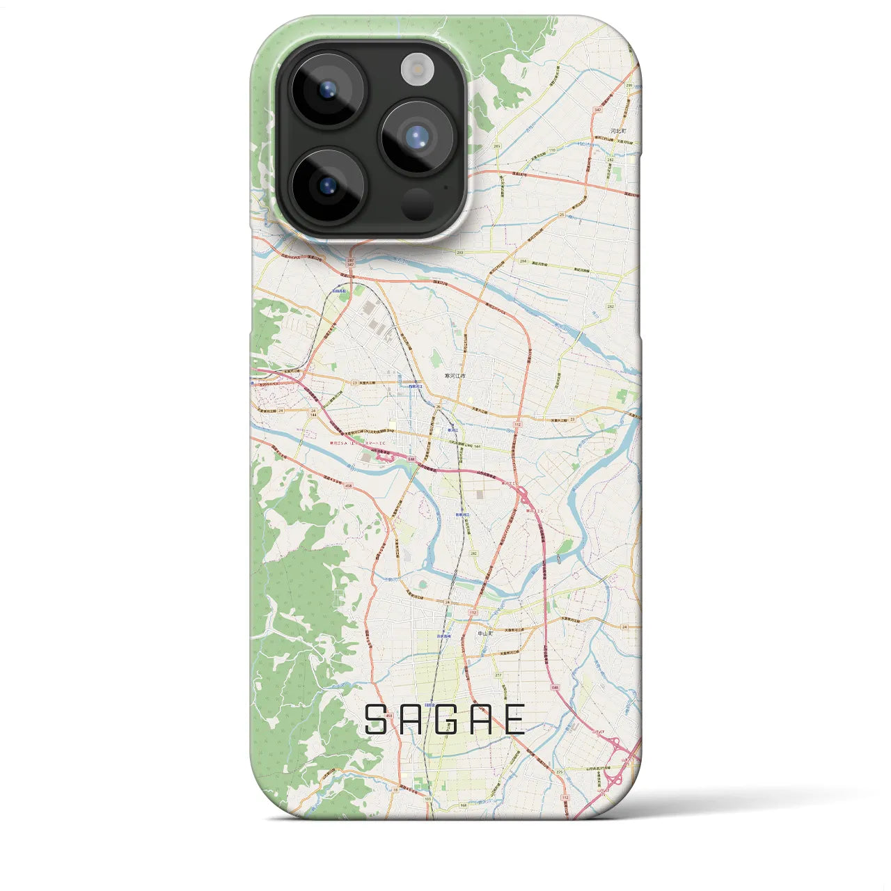 【寒河江(山形県)】地図柄iPhoneケース(バックカバータイプ)