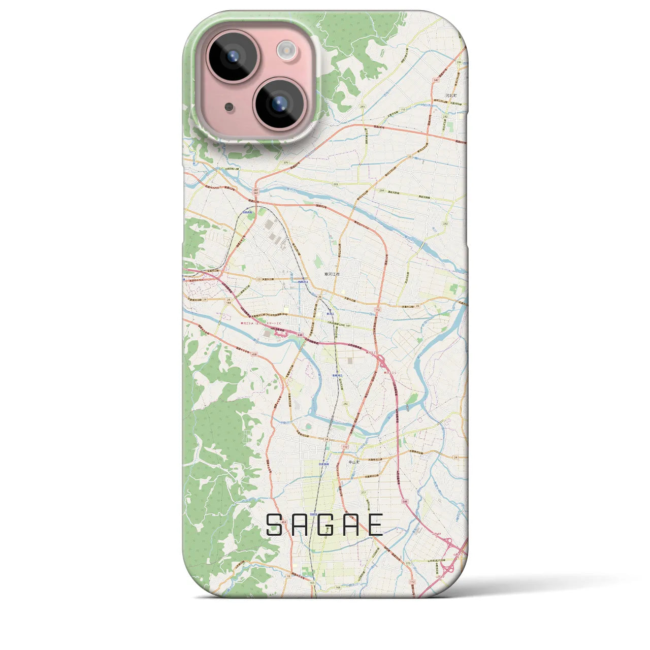【寒河江(山形県)】地図柄iPhoneケース(バックカバータイプ)