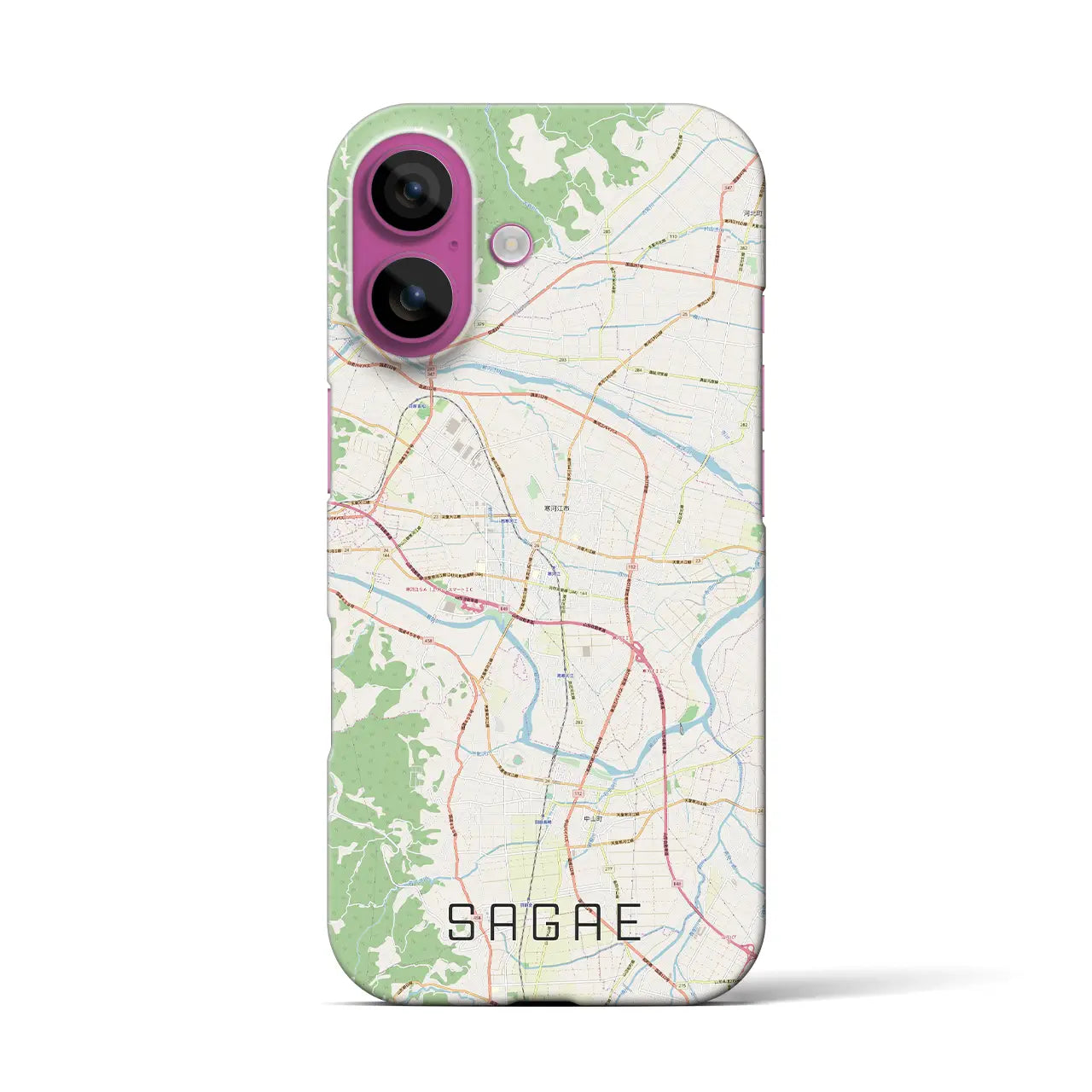 【寒河江(山形県)】地図柄iPhoneケース(バックカバータイプ)
