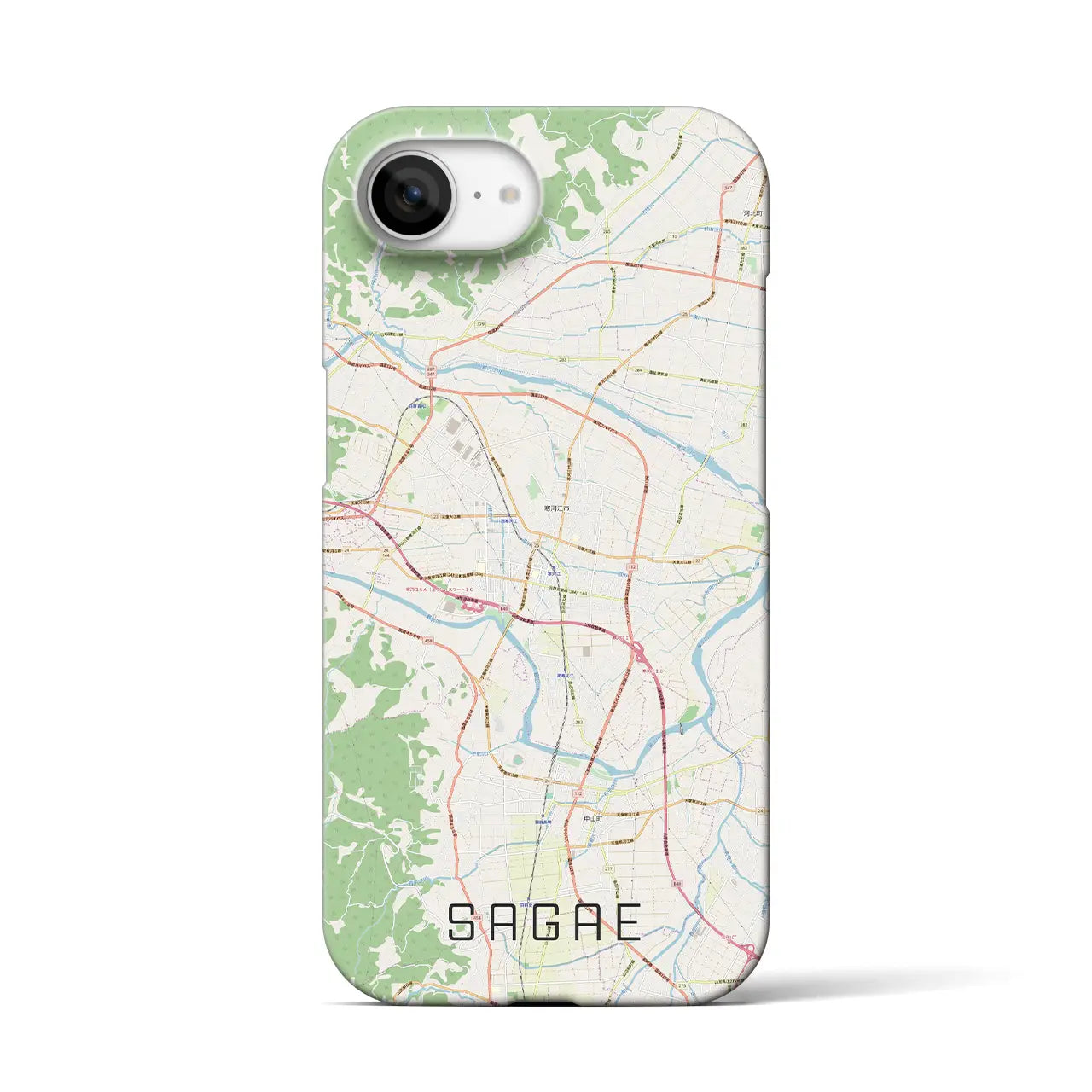【寒河江(山形県)】地図柄iPhoneケース(バックカバータイプ)