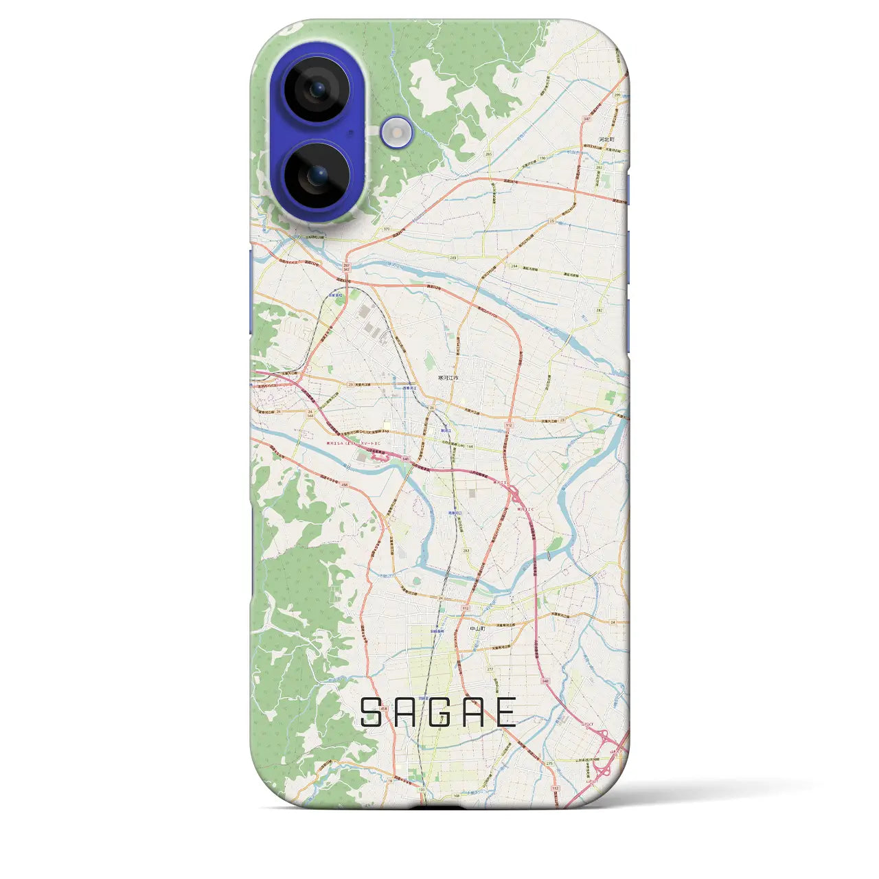 【寒河江(山形県)】地図柄iPhoneケース(バックカバータイプ)ナチュラル・iPhone 16 Pro Max 用