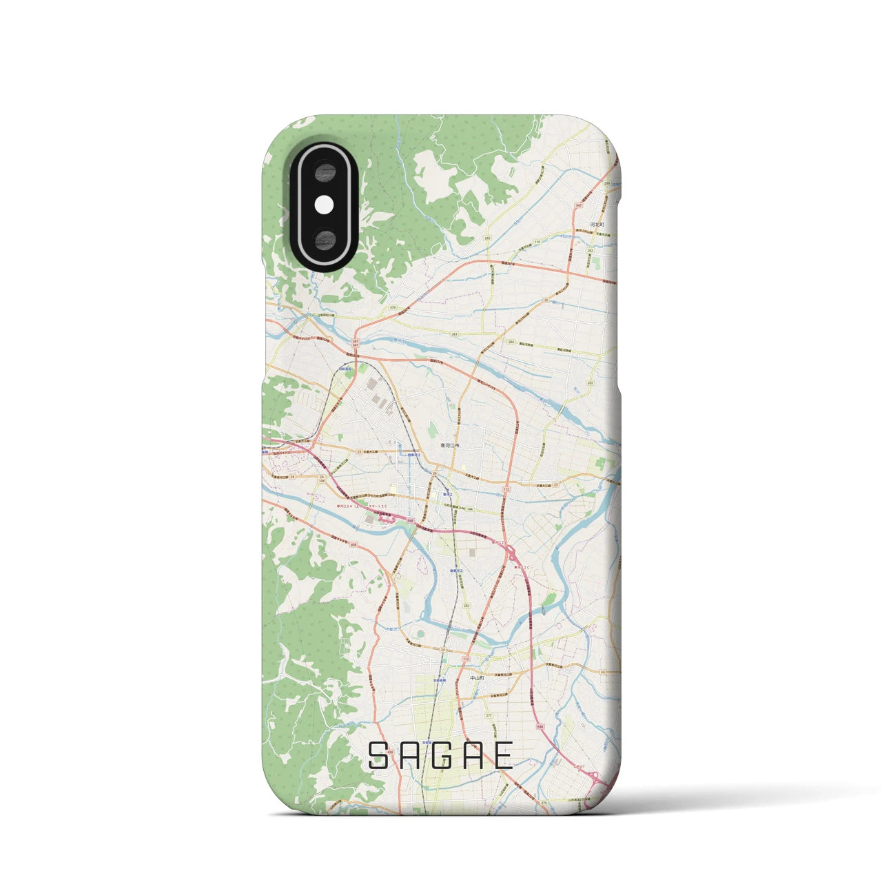 【寒河江(山形県)】地図柄iPhoneケース(バックカバータイプ)