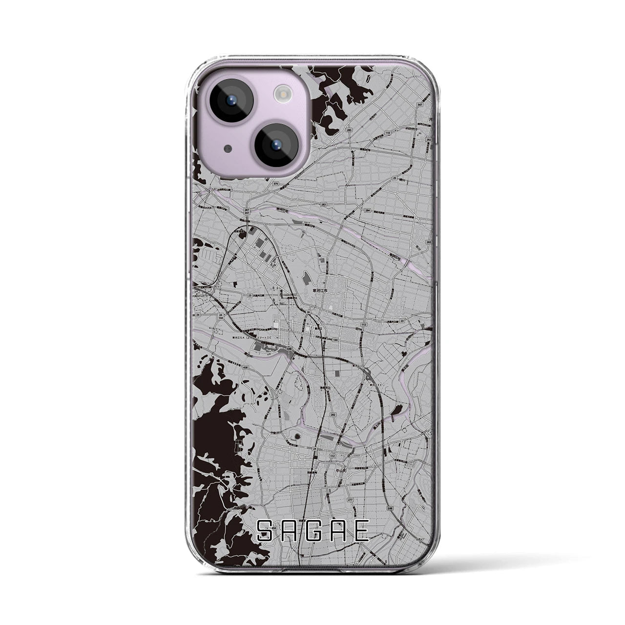 【寒河江(山形県)】地図柄iPhoneケース(クリアタイプ)