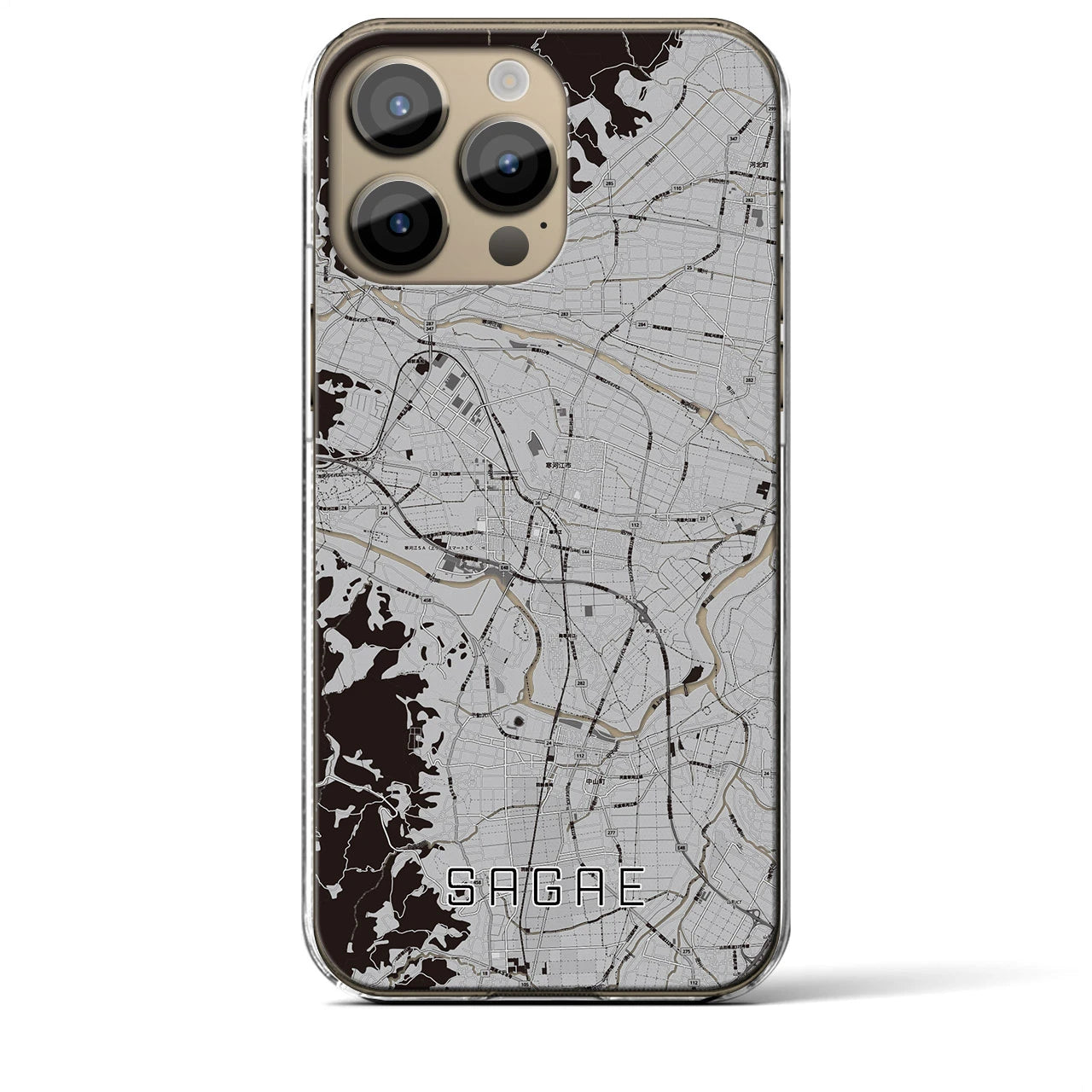 【寒河江(山形県)】地図柄iPhoneケース(クリアタイプ)