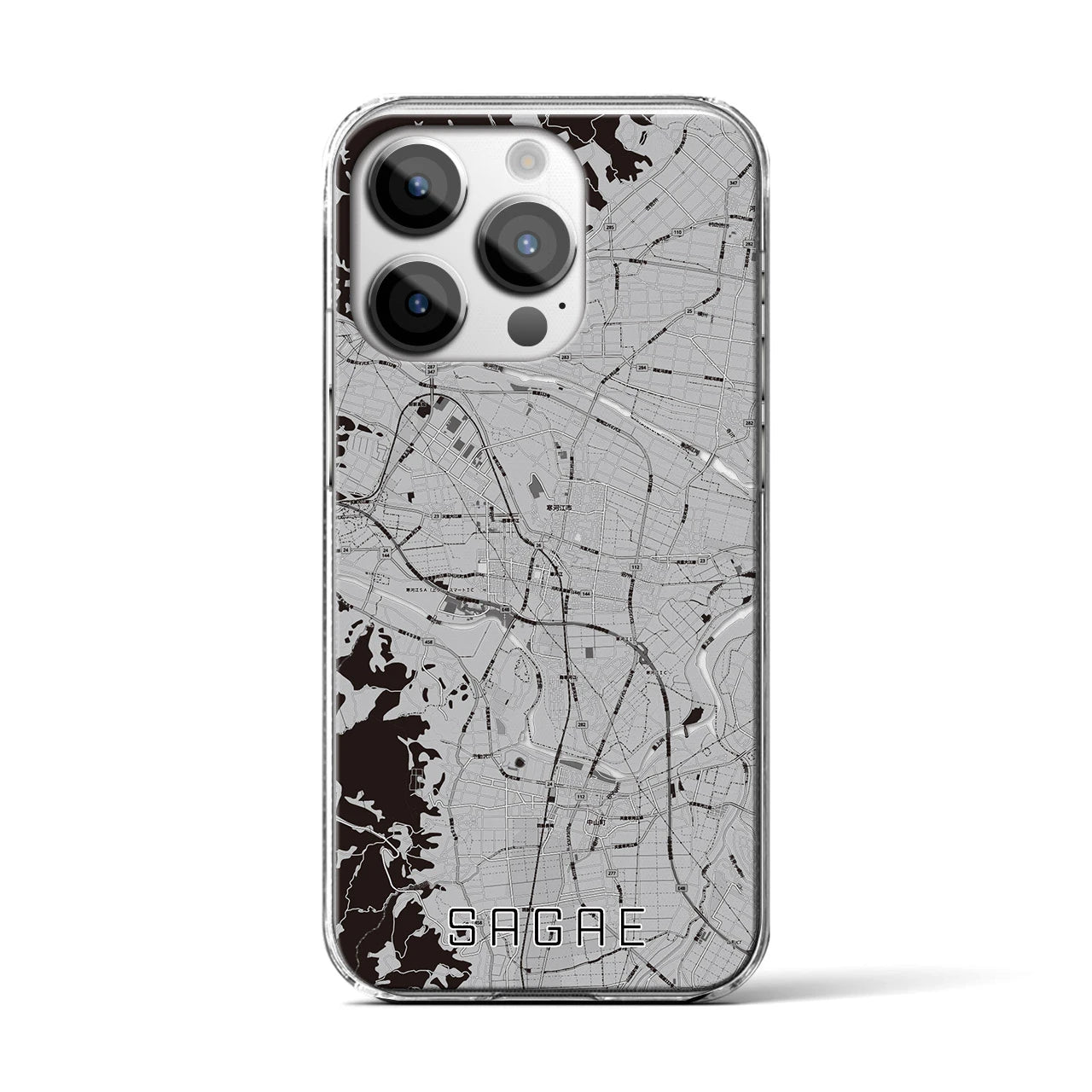 【寒河江(山形県)】地図柄iPhoneケース(クリアタイプ)