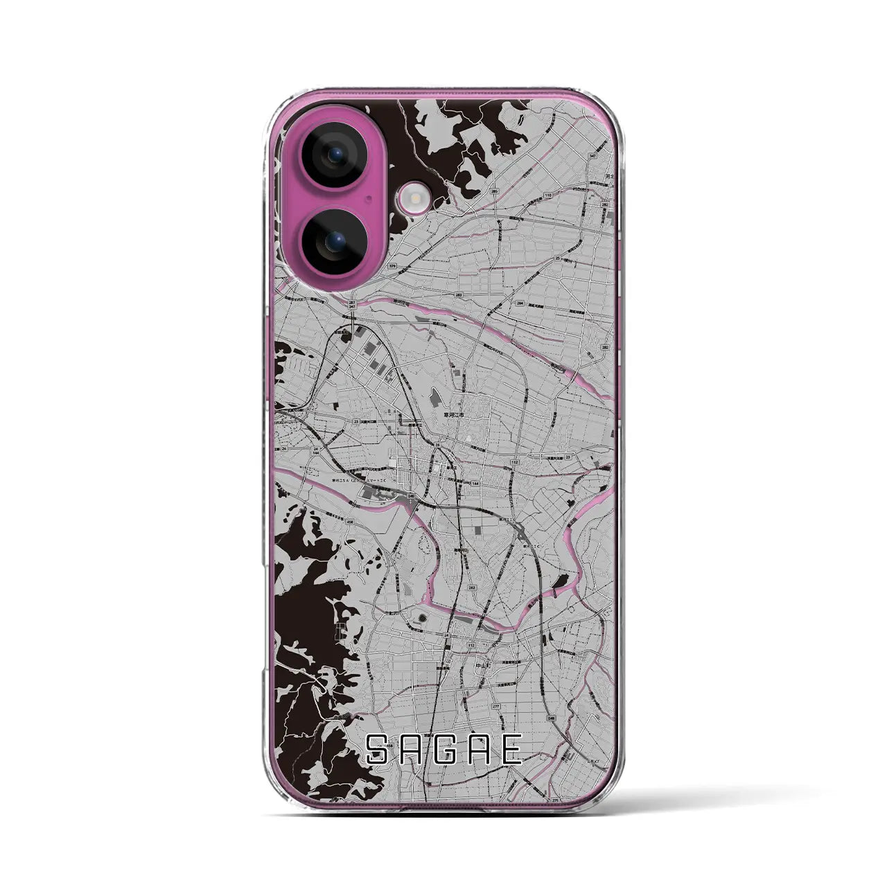 【寒河江(山形県)】地図柄iPhoneケース(クリアタイプ)