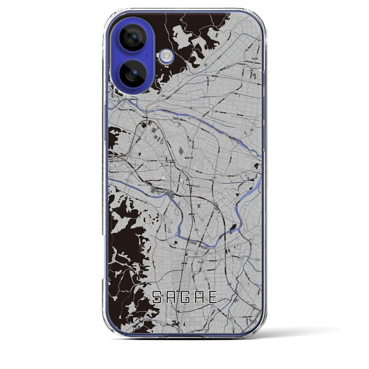 【寒河江(山形県)】地図柄iPhoneケース(クリアタイプ)