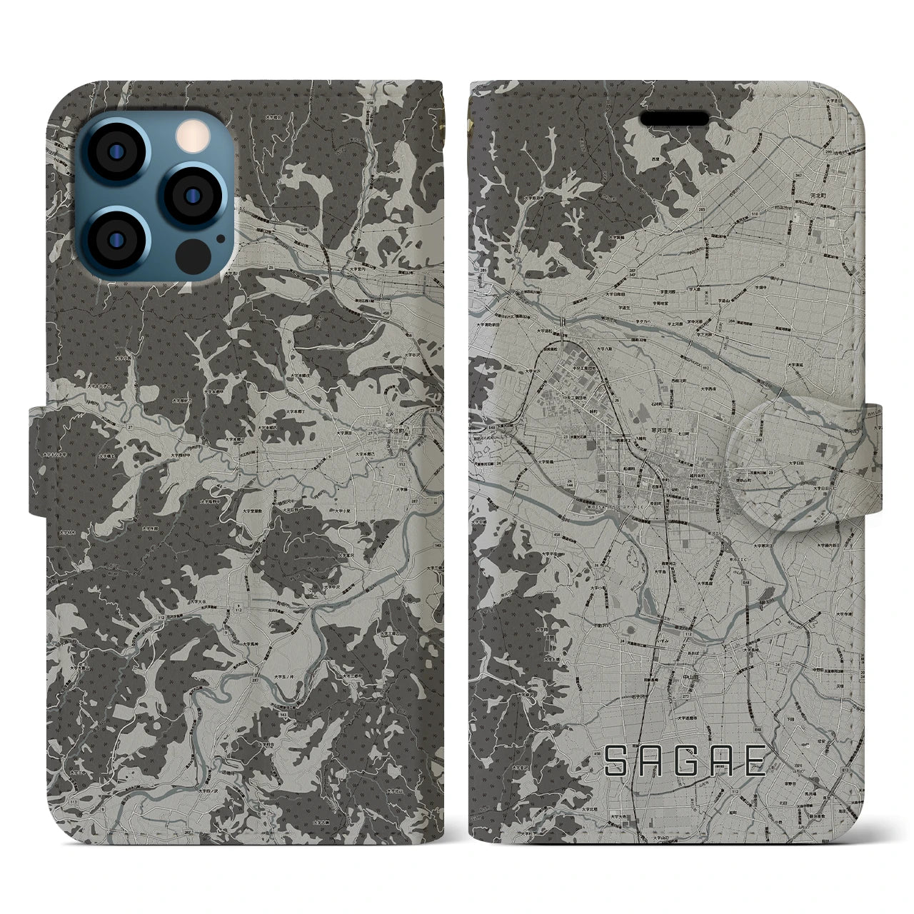 【寒河江(山形県)】地図柄iPhoneケース(手帳タイプ)