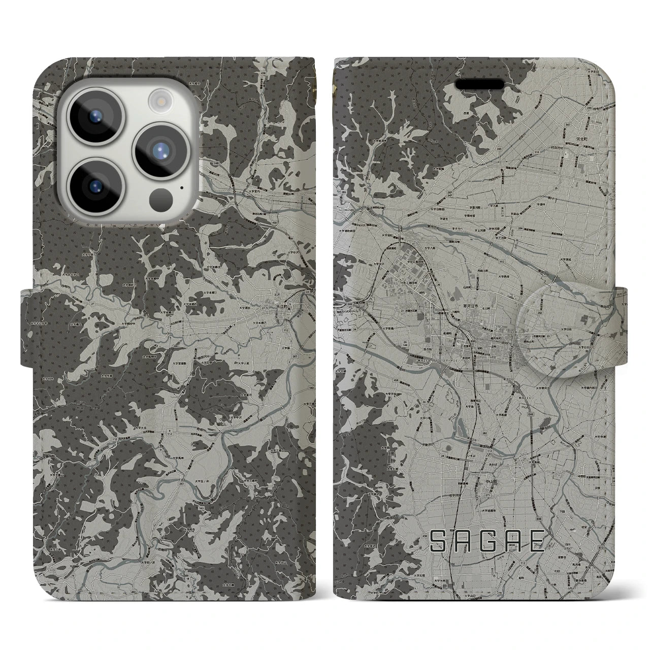 【寒河江(山形県)】地図柄iPhoneケース(手帳タイプ)