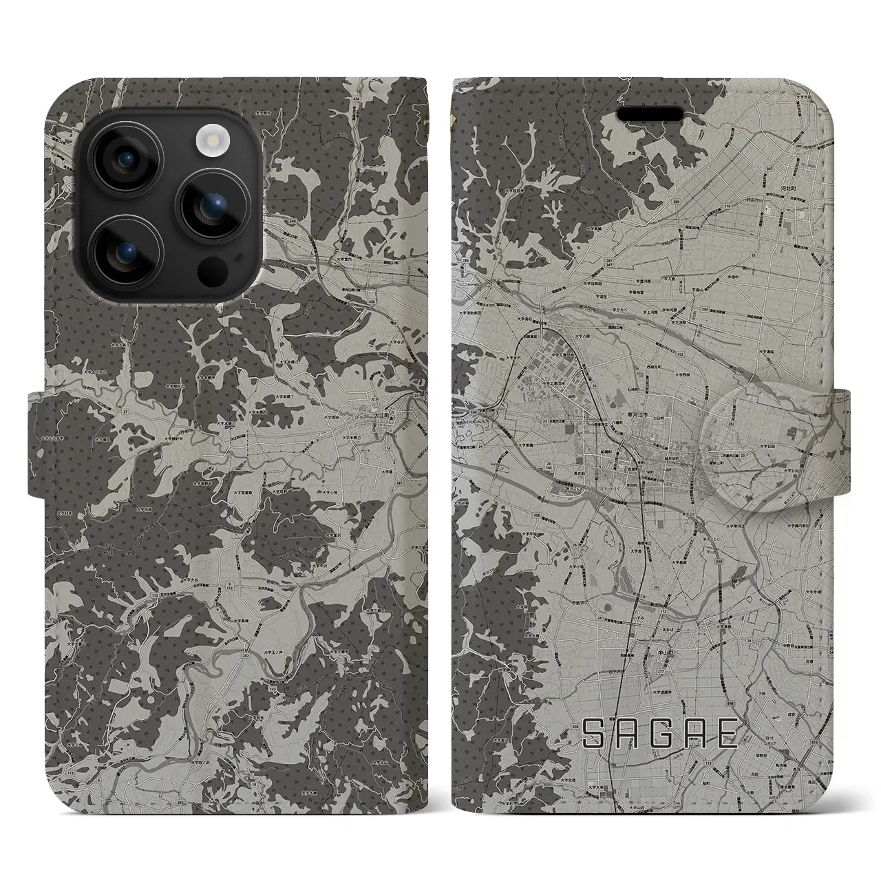 【寒河江(山形県)】地図柄iPhoneケース(手帳タイプ)