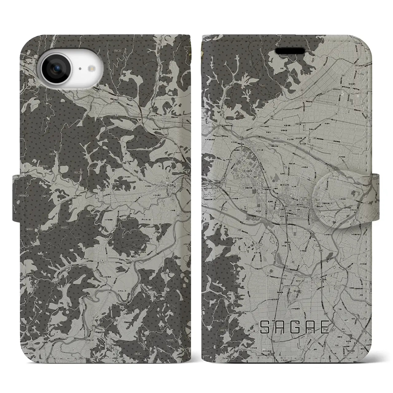 【寒河江(山形県)】地図柄iPhoneケース(手帳タイプ)