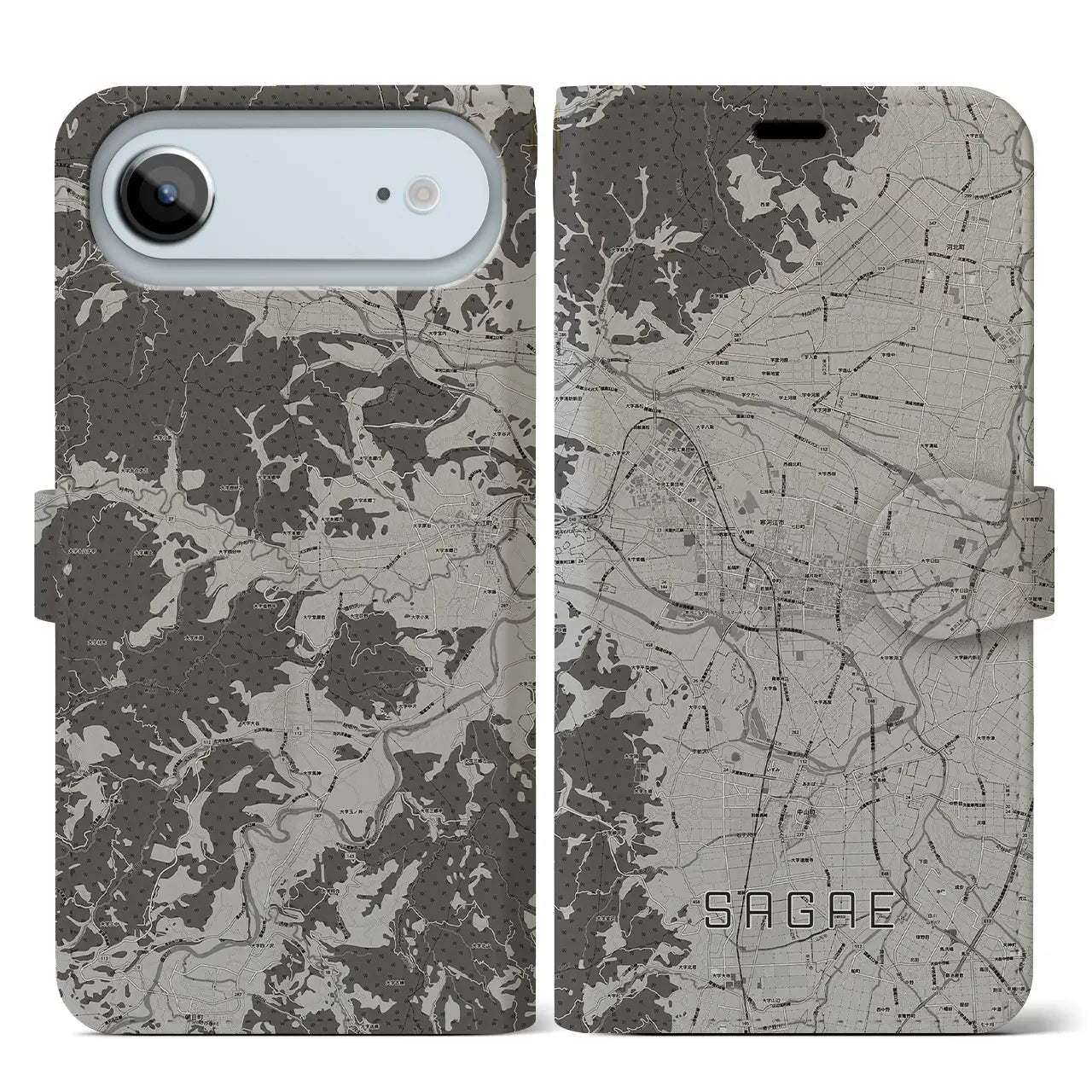 【寒河江(山形県)】地図柄iPhoneケース(手帳タイプ)