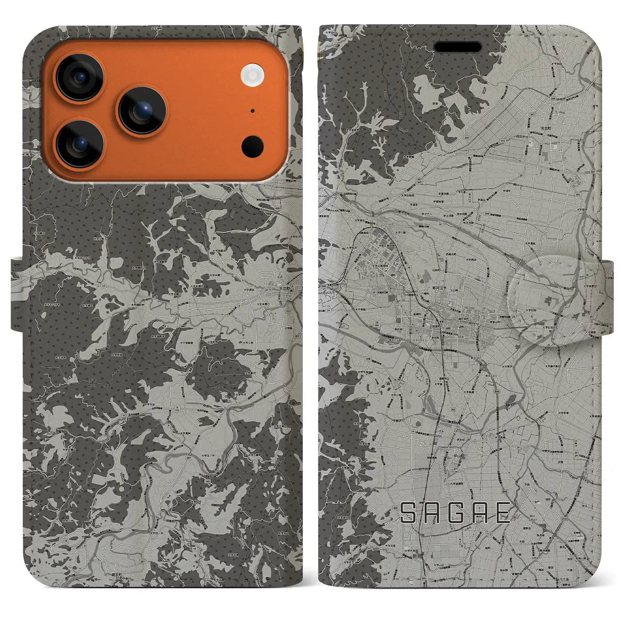 【寒河江(山形県)】地図柄iPhoneケース(手帳タイプ)