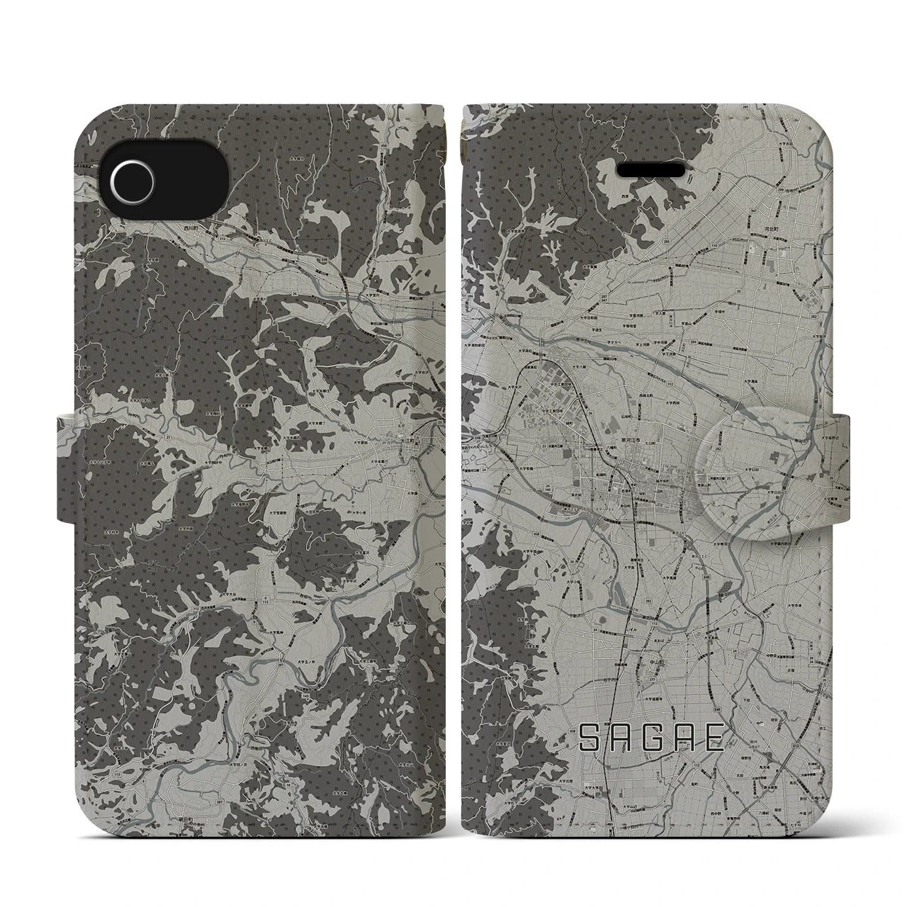 【寒河江(山形県)】地図柄iPhoneケース(手帳タイプ)