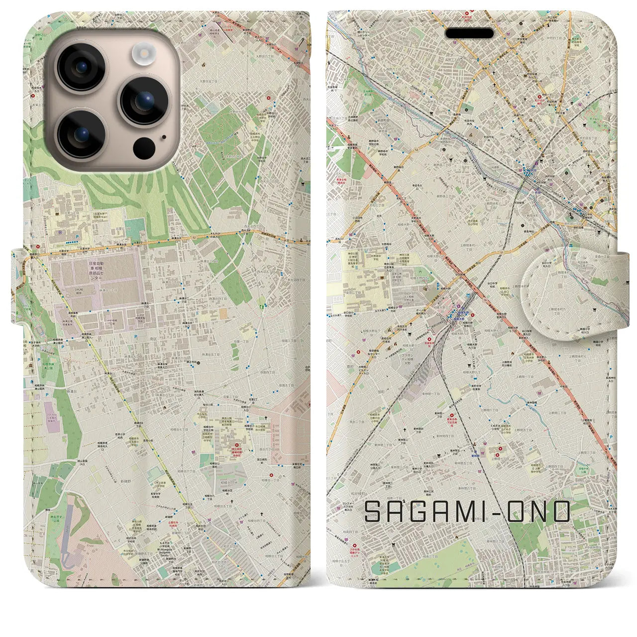 【相模大野(神奈川県)】地図柄iPhoneケース(手帳タイプ)