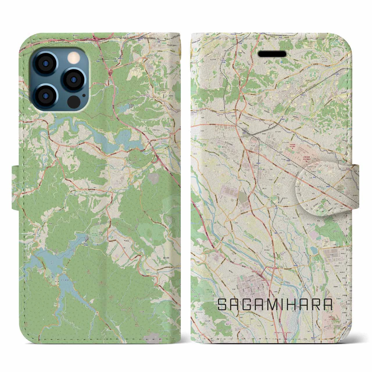 【相模原(神奈川県)】地図柄iPhoneケース(手帳タイプ)