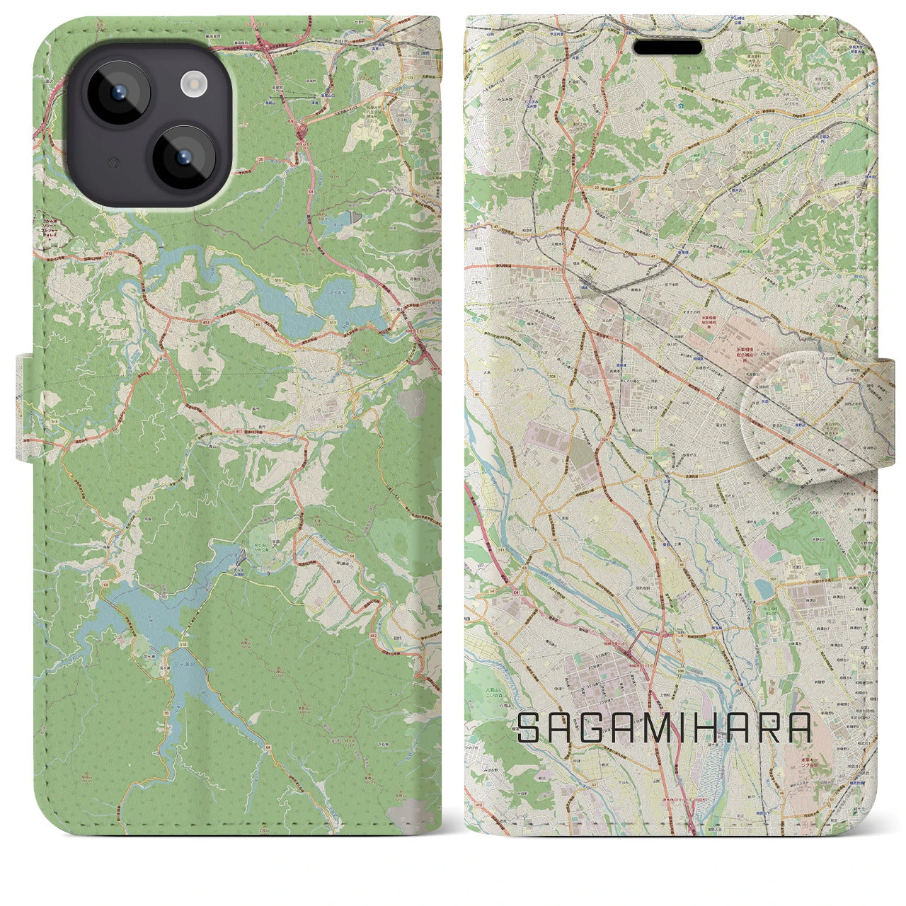 【相模原(神奈川県)】地図柄iPhoneケース(手帳タイプ)