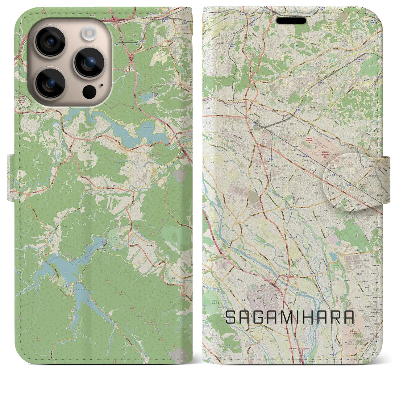 【相模原(神奈川県)】地図柄iPhoneケース(手帳タイプ)