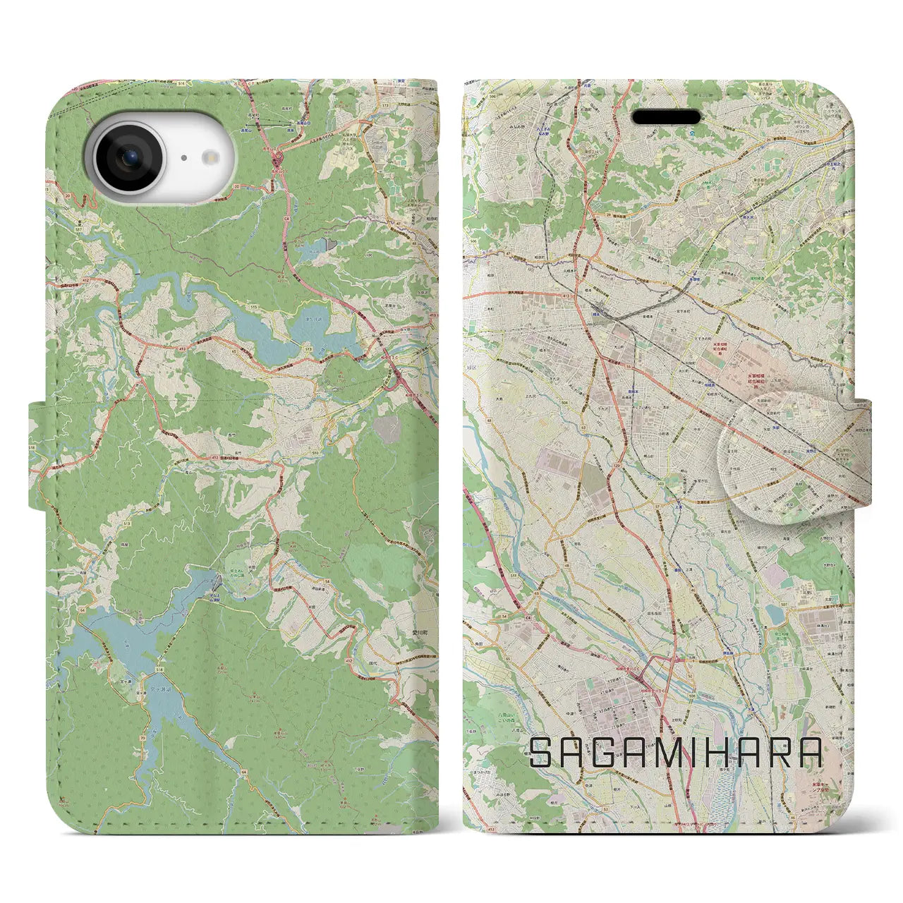 【相模原(神奈川県)】地図柄iPhoneケース(手帳タイプ)