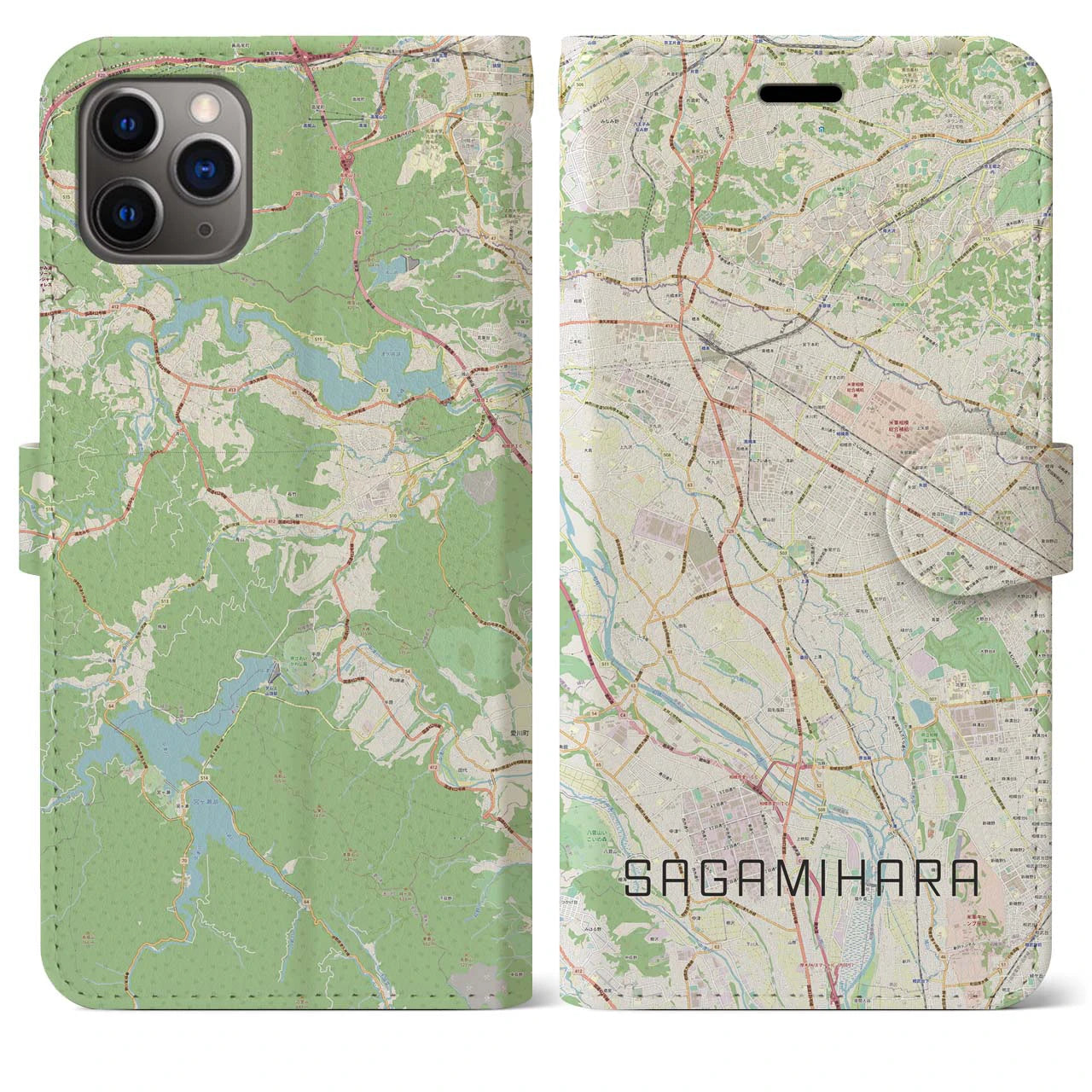 【相模原(神奈川県)】地図柄iPhoneケース(手帳タイプ)