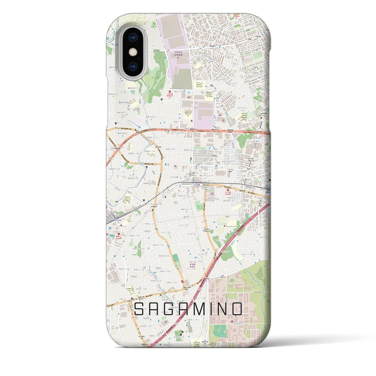 【さがみ野(神奈川県)】地図柄iPhoneケース(バックカバータイプ)