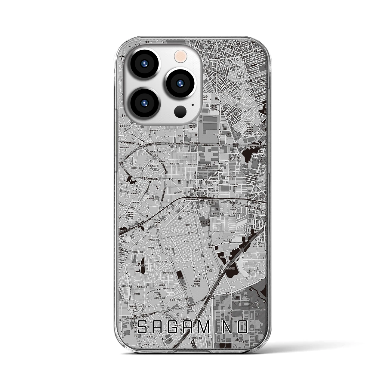 【さがみ野(神奈川県)】地図柄iPhoneケース(クリアタイプ)