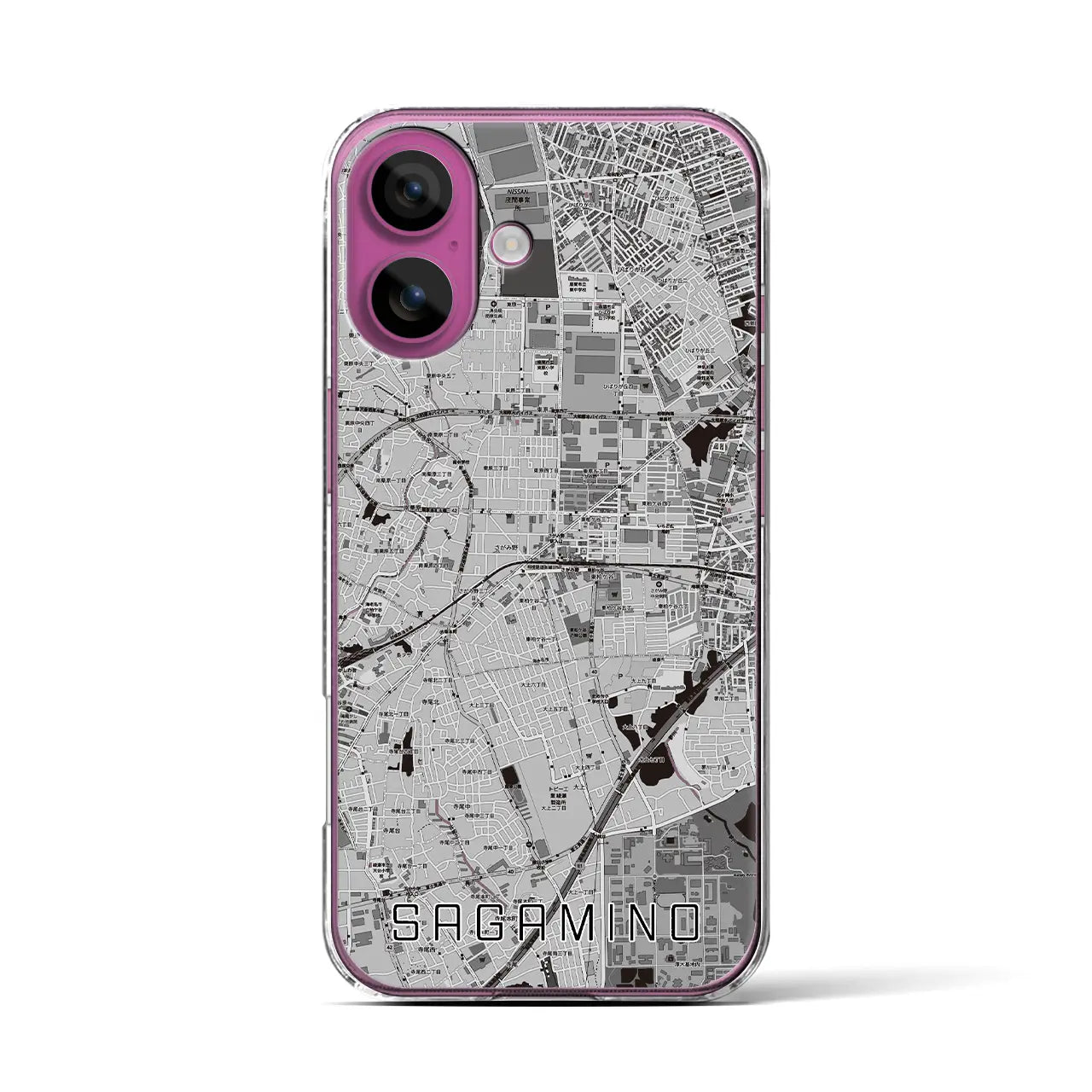 【さがみ野(神奈川県)】地図柄iPhoneケース(クリアタイプ)