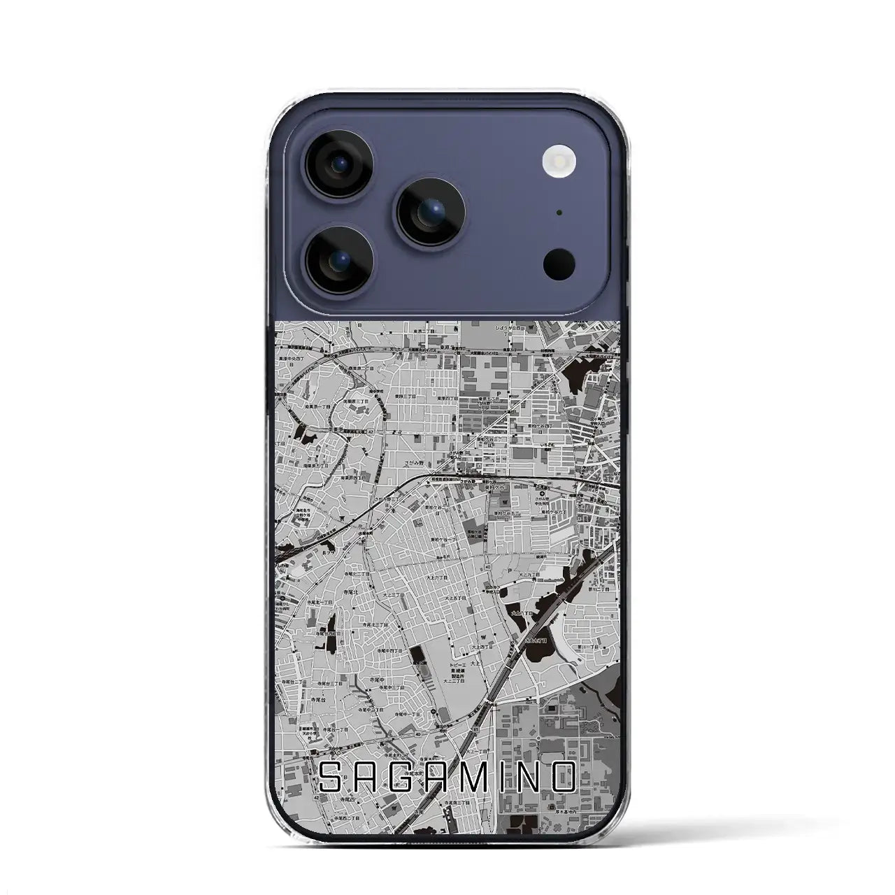 【さがみ野(神奈川県)】地図柄iPhoneケース(クリアタイプ)モノトーン・iPhone 17 Pro Max 用