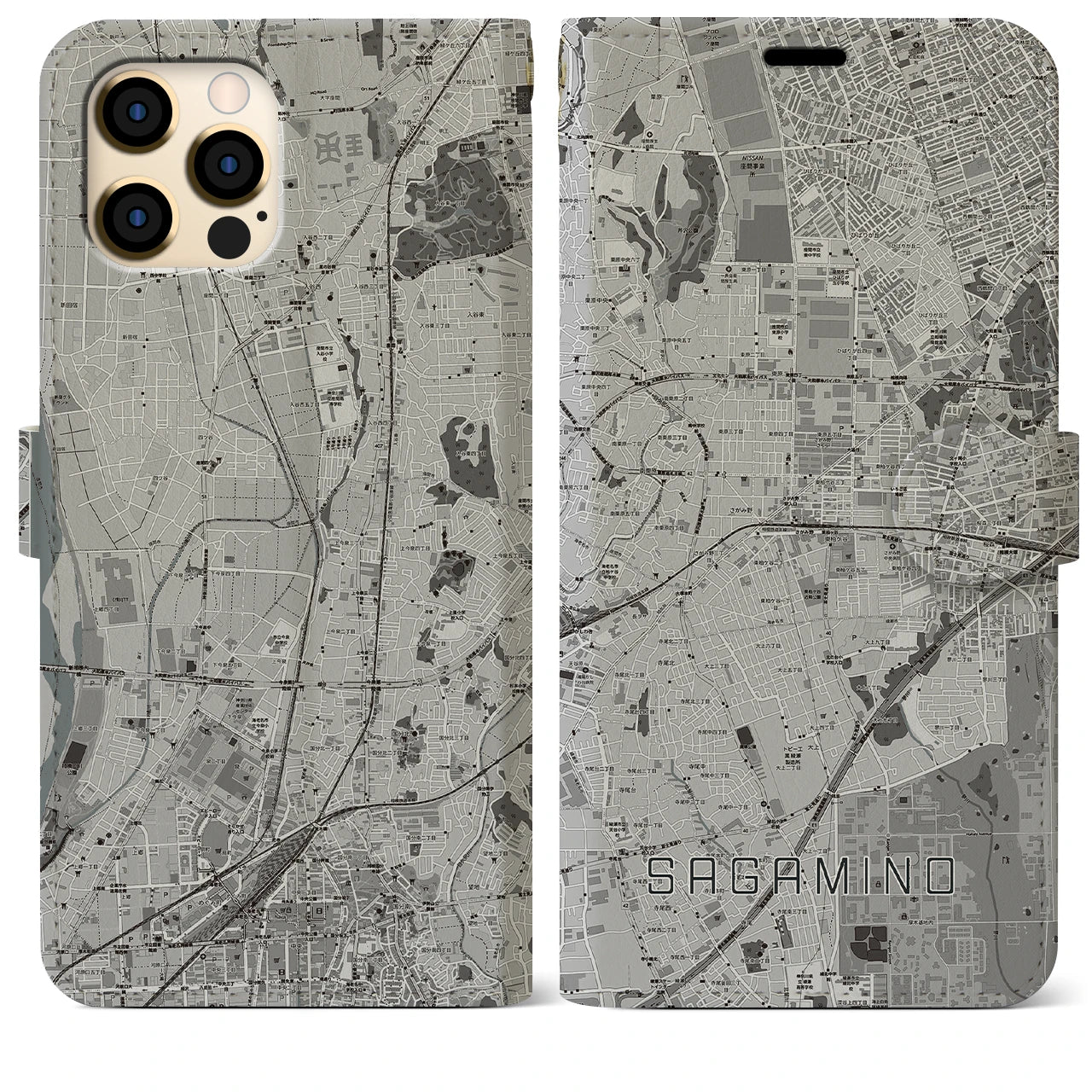 【さがみ野(神奈川県)】地図柄iPhoneケース(手帳タイプ)