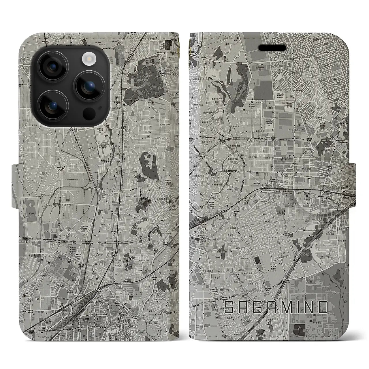 【さがみ野(神奈川県)】地図柄iPhoneケース(手帳タイプ)