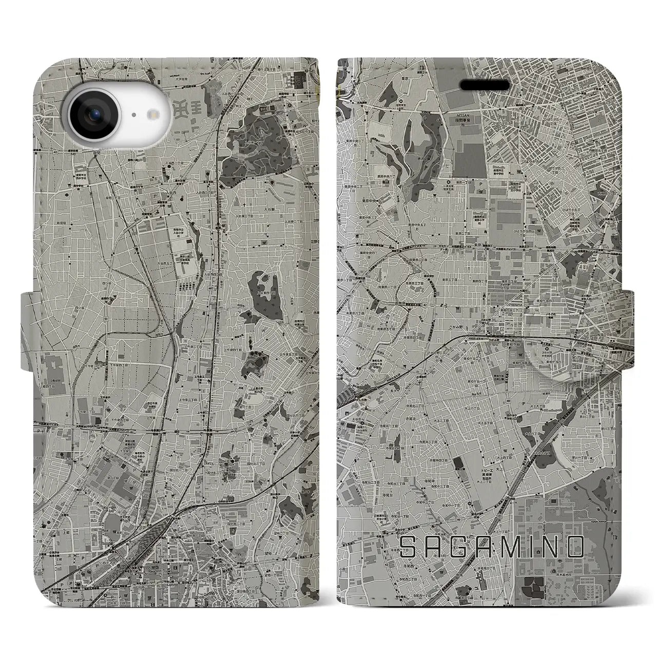 【さがみ野(神奈川県)】地図柄iPhoneケース(手帳タイプ)