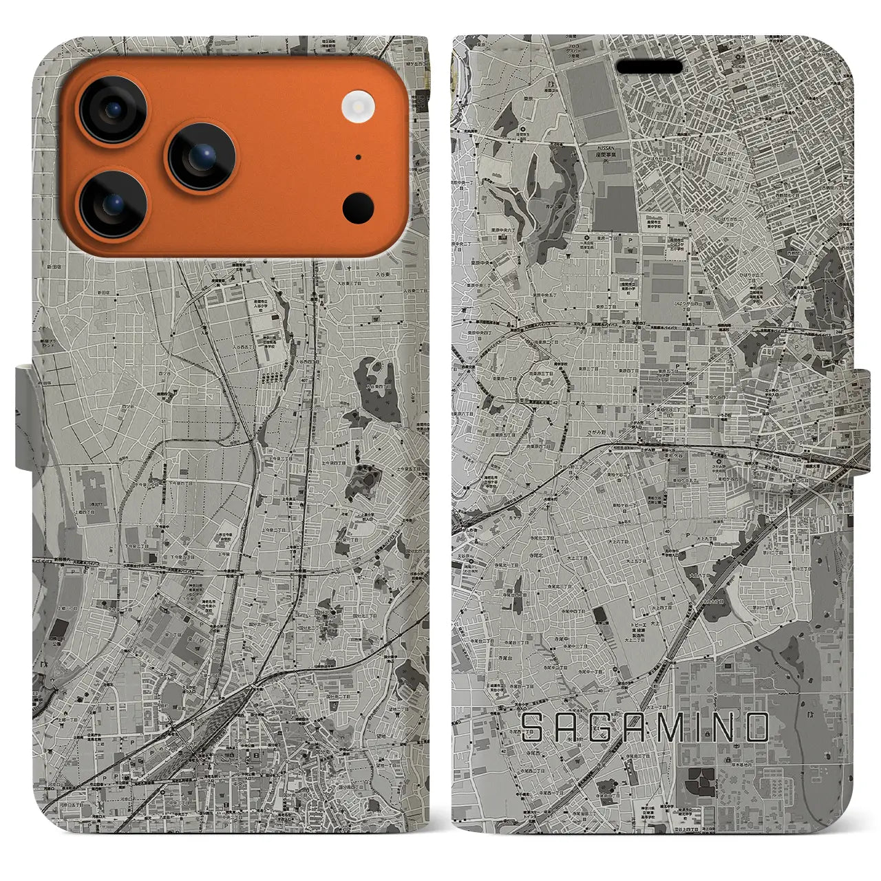 【さがみ野(神奈川県)】地図柄iPhoneケース(手帳タイプ)