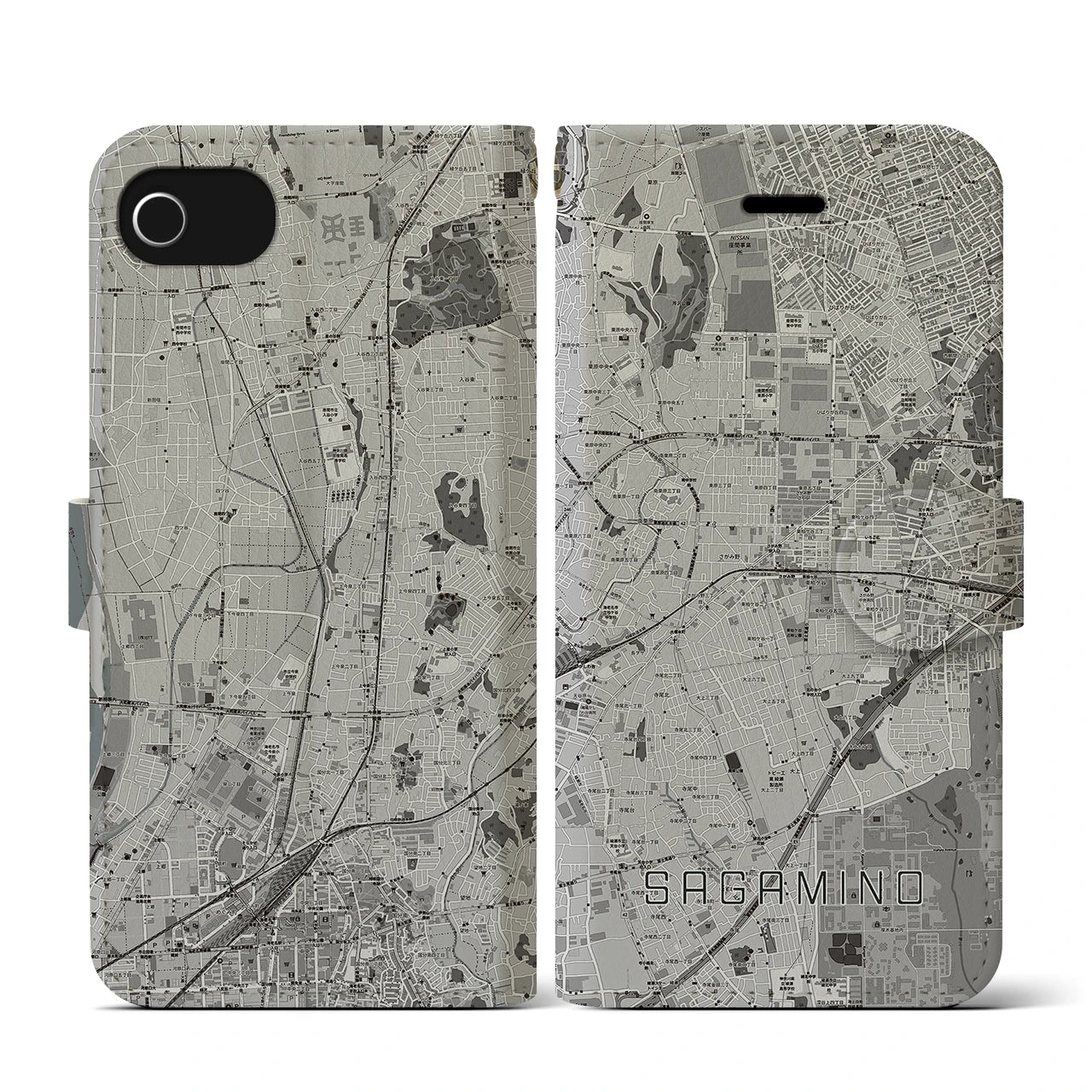 【さがみ野(神奈川県)】地図柄iPhoneケース(手帳タイプ)