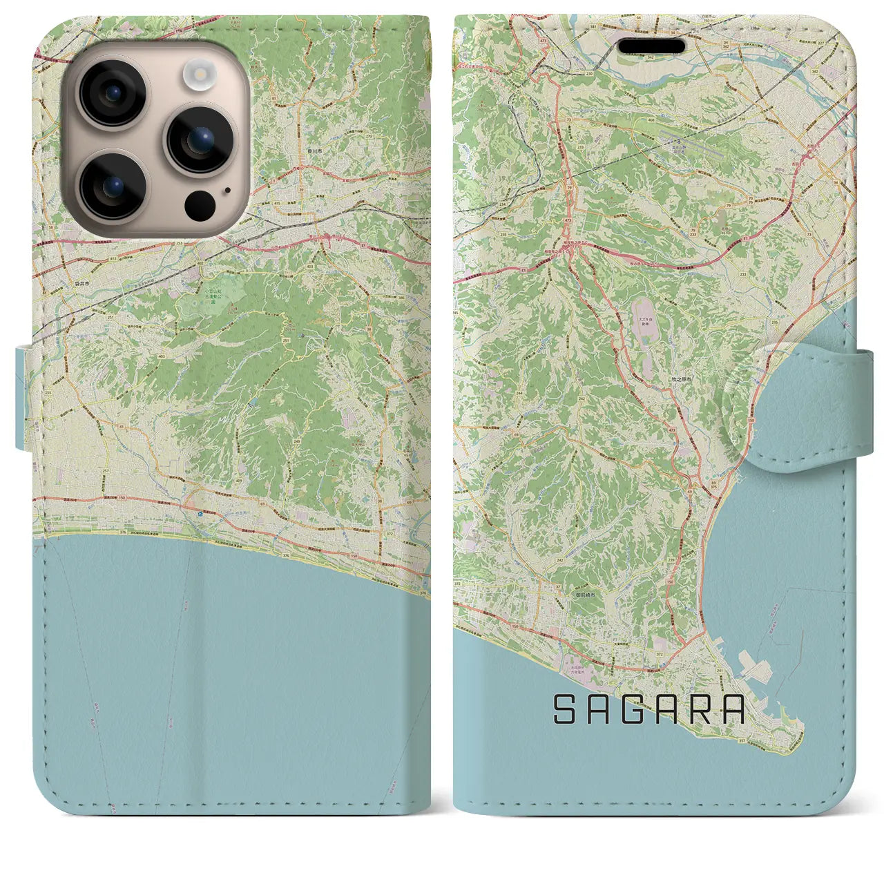 【相良(静岡県)】地図柄iPhoneケース(手帳タイプ)ナチュラル・iPhone 16 Plus 用
