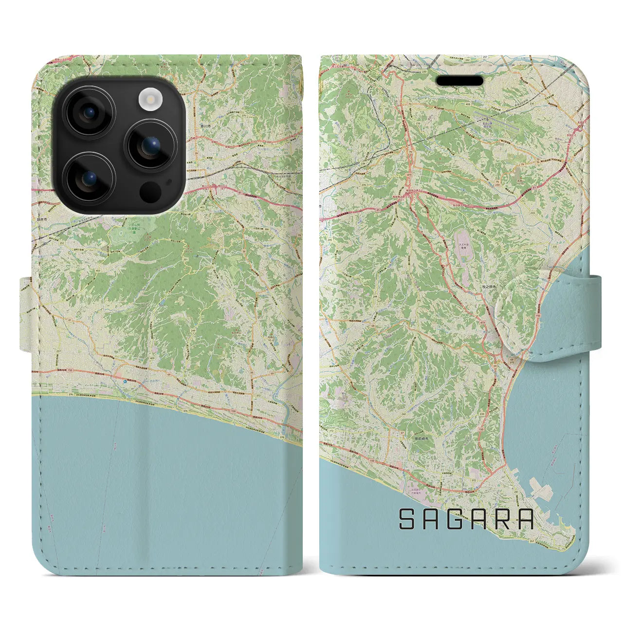 【相良(静岡県)】地図柄iPhoneケース(手帳タイプ)ナチュラル・iPhone 16 用