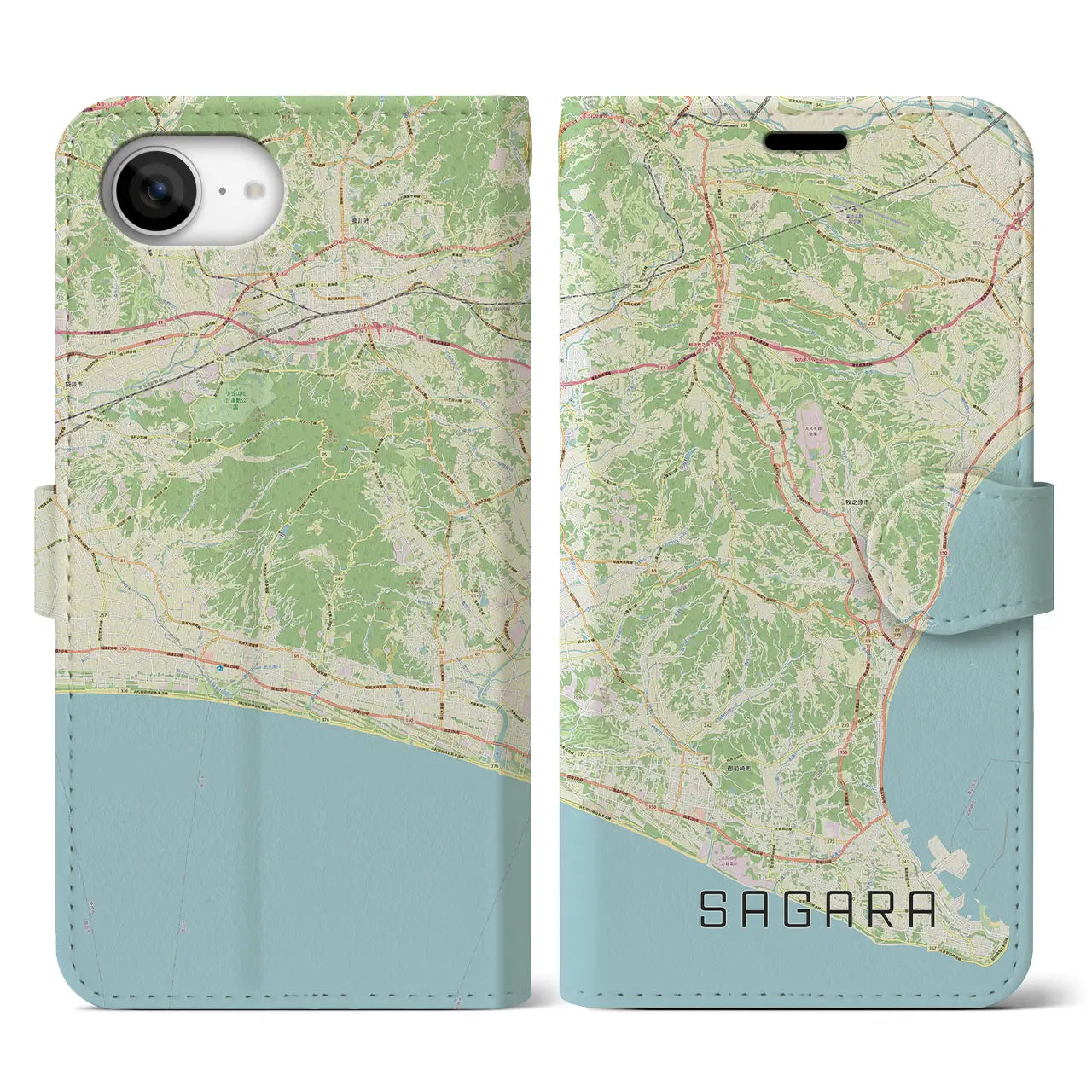 【相良(静岡県)】地図柄iPhoneケース(手帳タイプ)