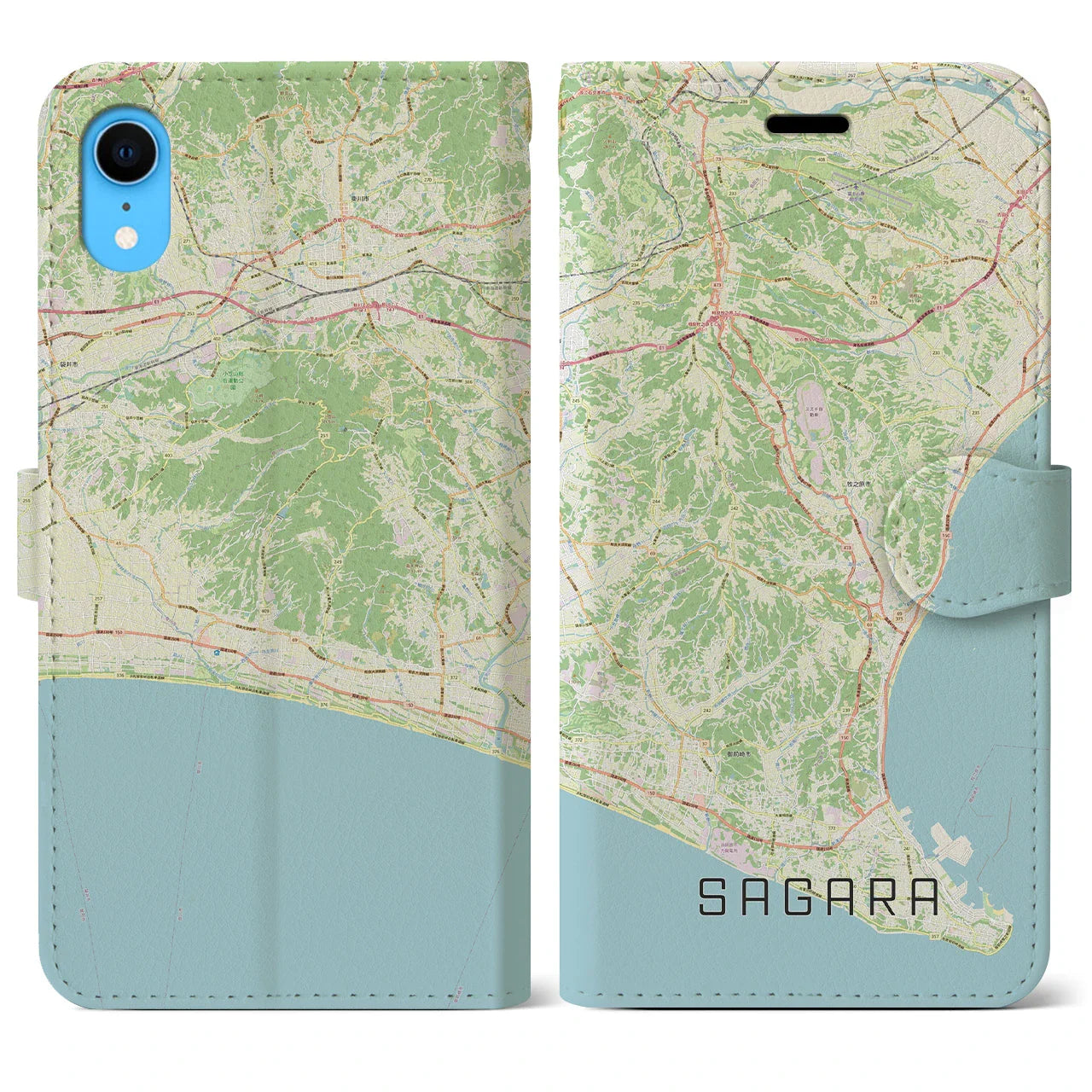 【相良(静岡県)】地図柄iPhoneケース(手帳タイプ)ナチュラル・iPhone XR 用