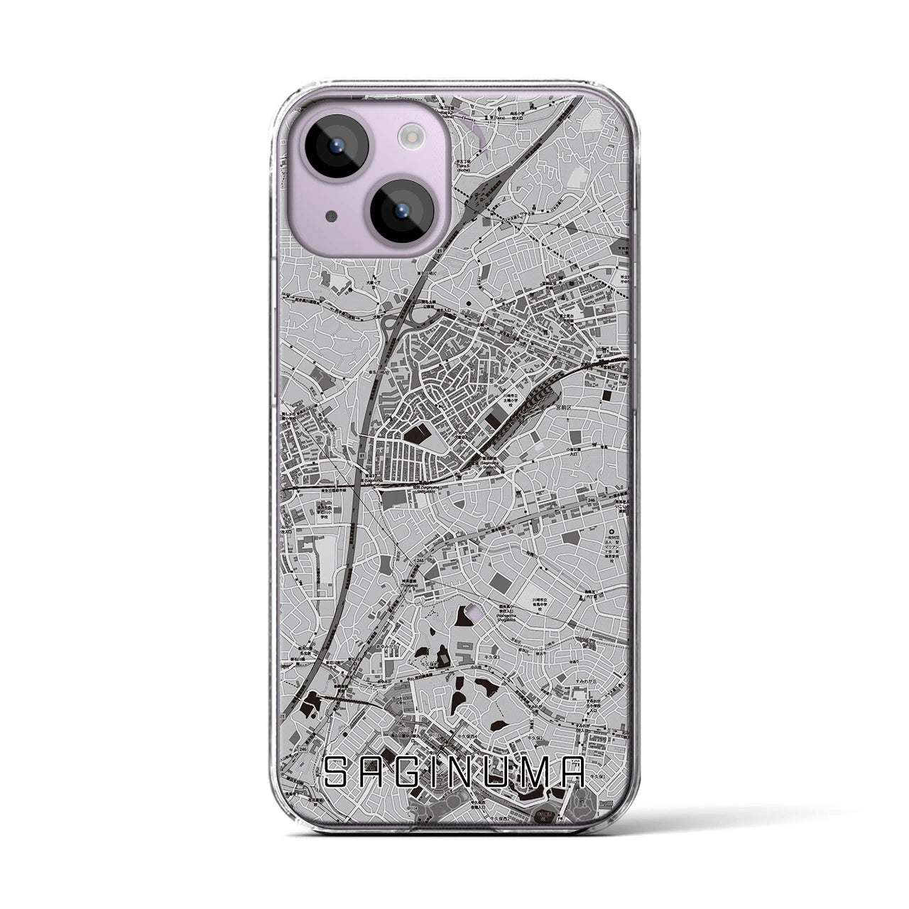 【鷺沼(神奈川県)】地図柄iPhoneケース(クリアタイプ)