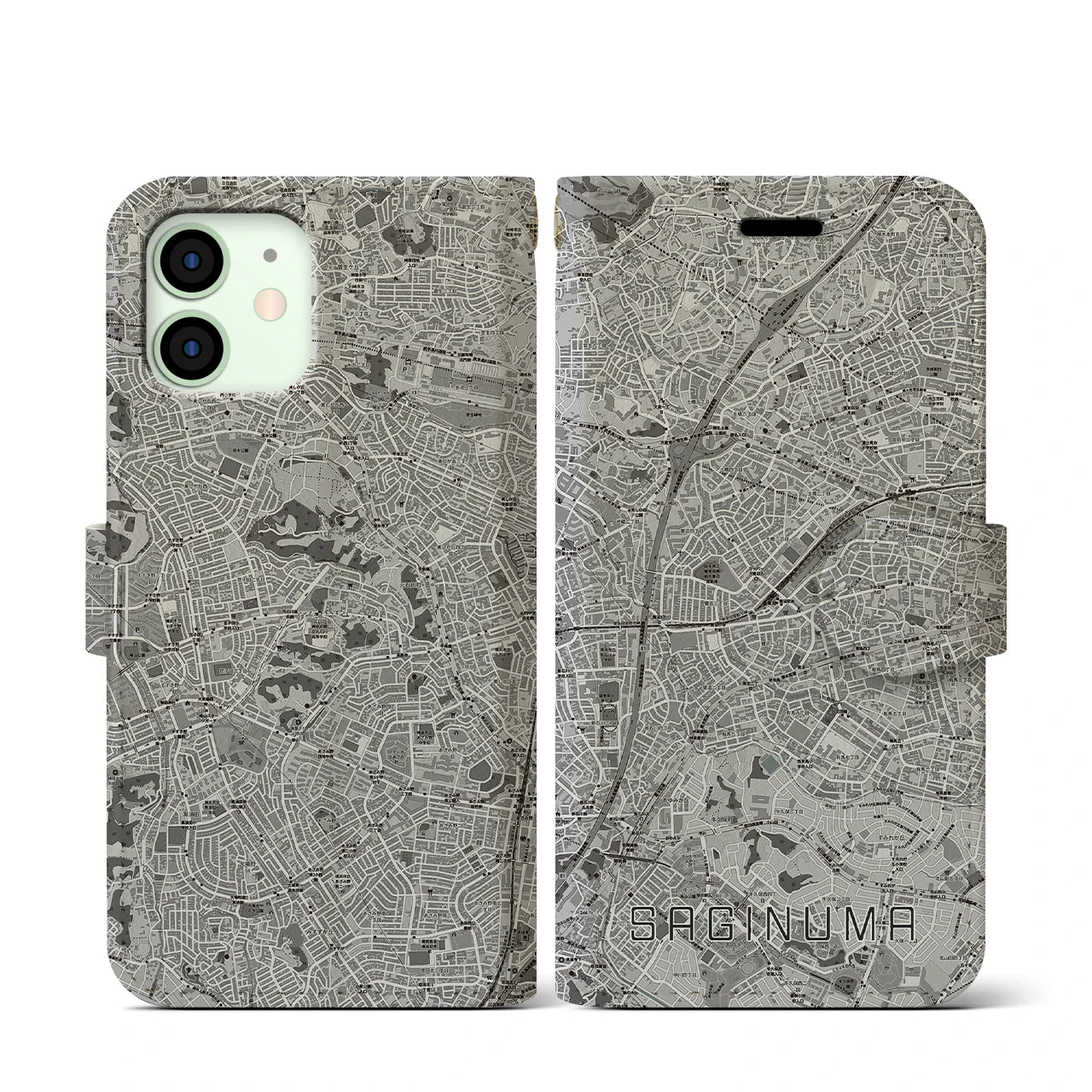 【鷺沼(神奈川県)】地図柄iPhoneケース(手帳タイプ)