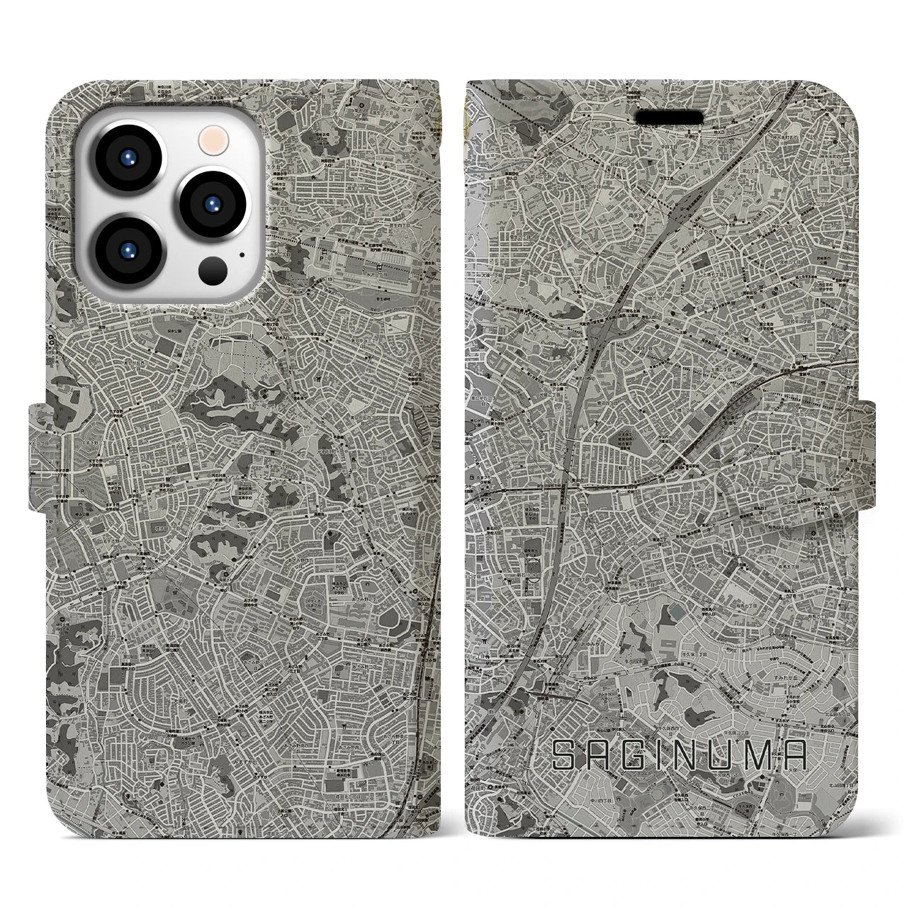 【鷺沼(神奈川県)】地図柄iPhoneケース(手帳タイプ)