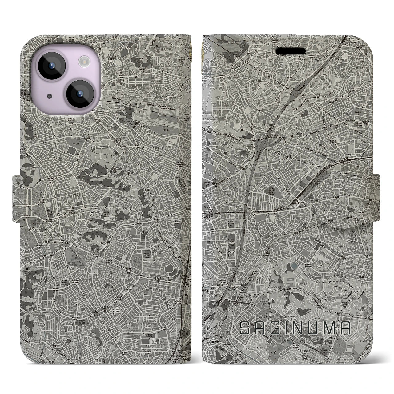 【鷺沼(神奈川県)】地図柄iPhoneケース(手帳タイプ)