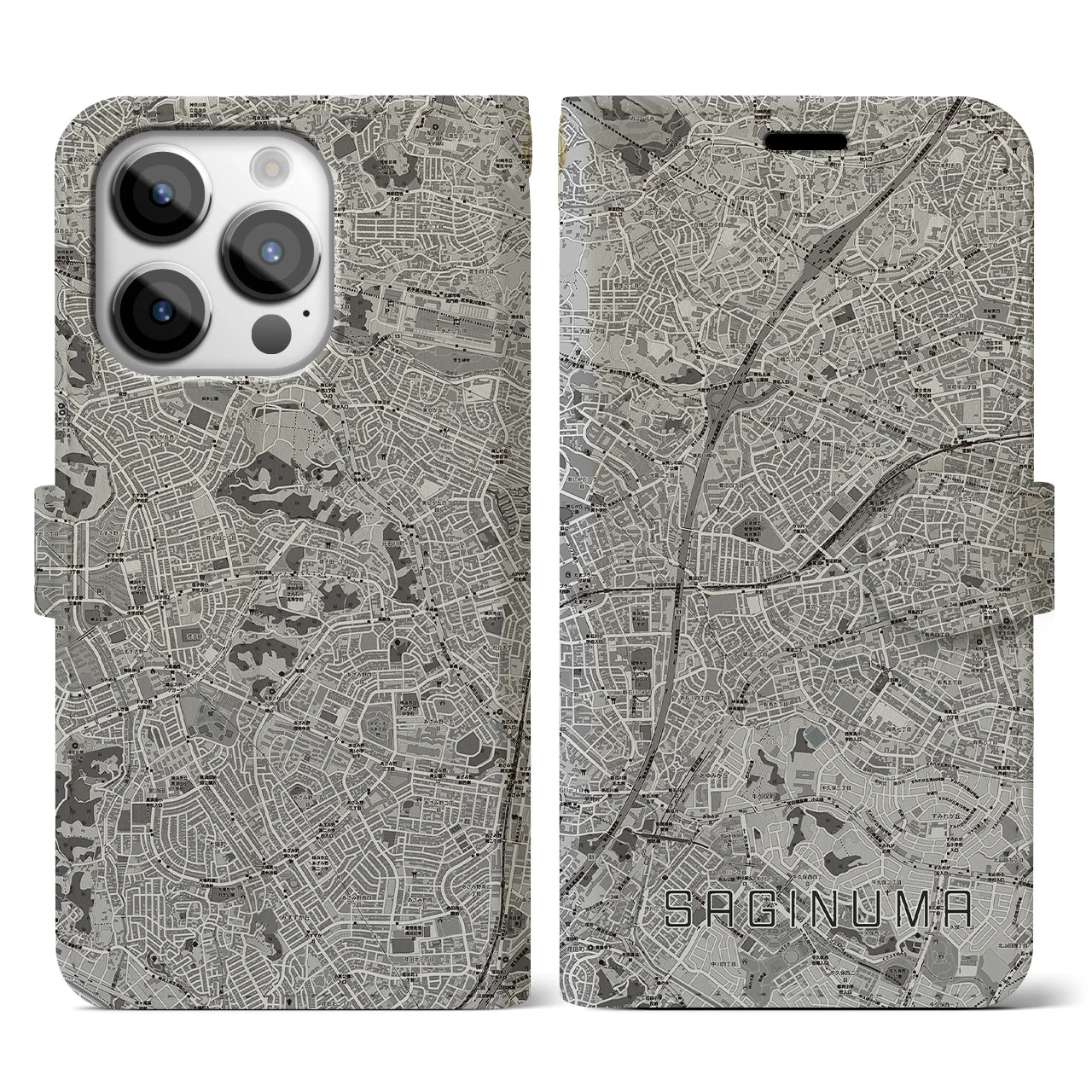 【鷺沼(神奈川県)】地図柄iPhoneケース(手帳タイプ)