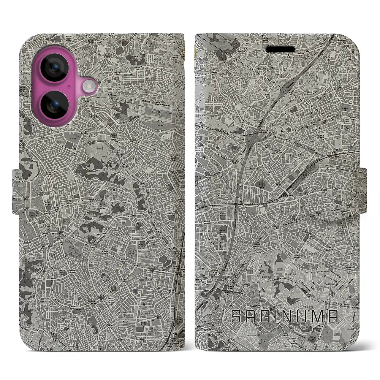 【鷺沼(神奈川県)】地図柄iPhoneケース(手帳タイプ)