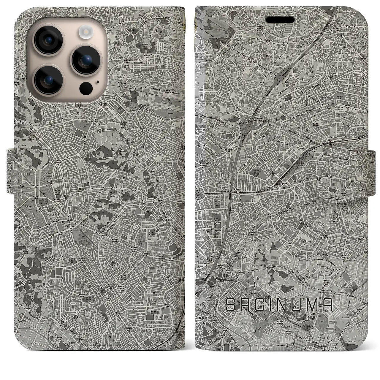 【鷺沼(神奈川県)】地図柄iPhoneケース(手帳タイプ)