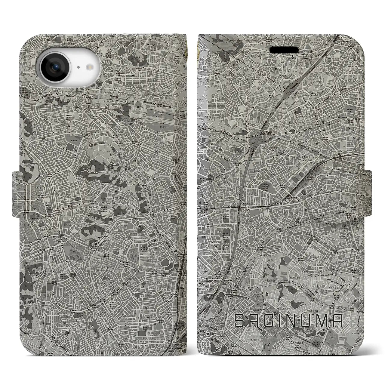 【鷺沼(神奈川県)】地図柄iPhoneケース(手帳タイプ)