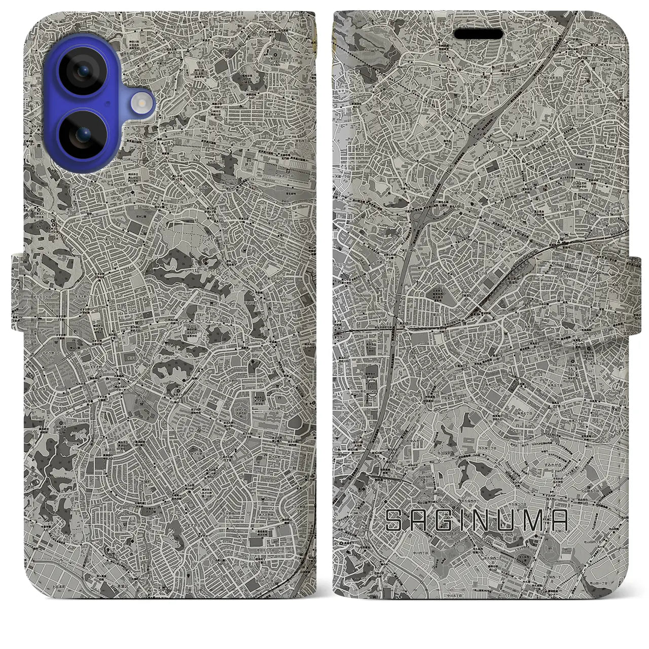 【鷺沼(神奈川県)】地図柄iPhoneケース(手帳タイプ)